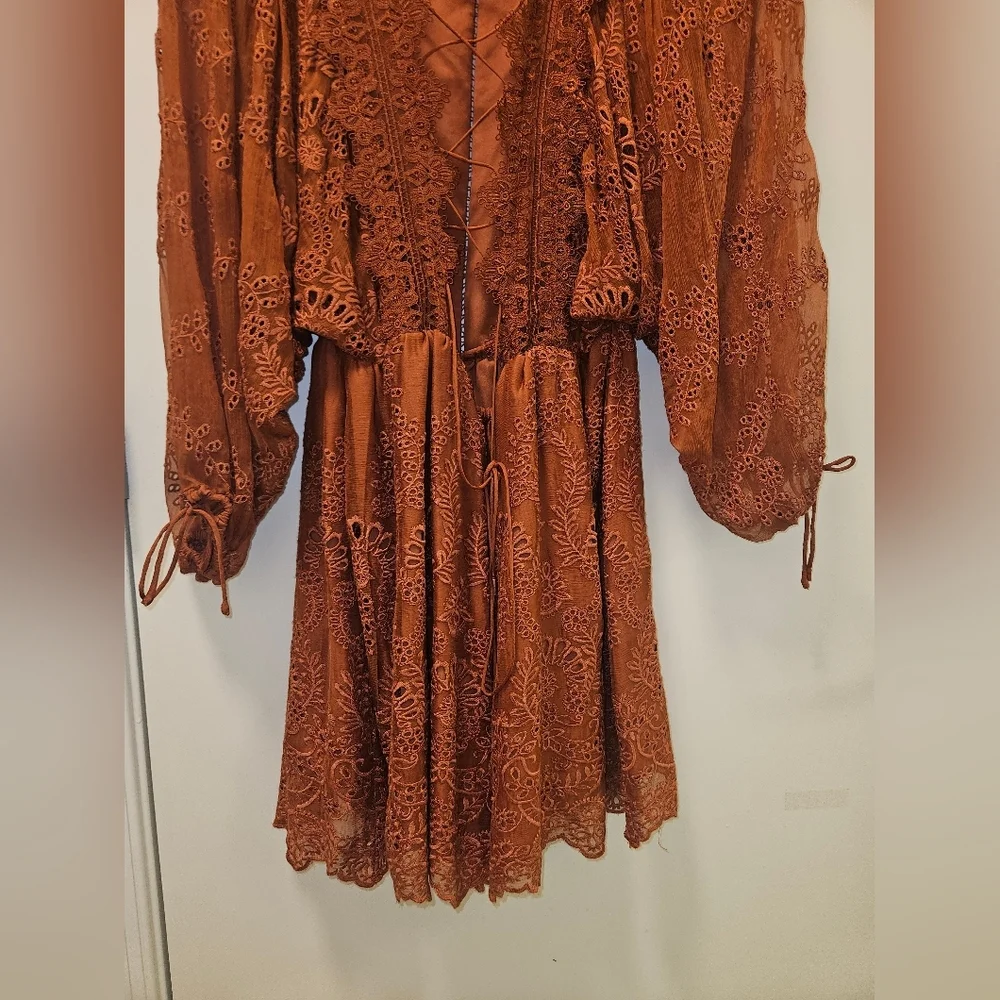 Zimmermann Alchemy Twine Embroidery Copper Dress Size 1 US 4-6 - Picture 7 of 15
